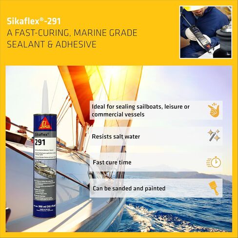 Sikaflex-291, Black, General All-Purpose Fast Cure Marine Adhesive and sealant. Polyurethane sealant for Boats, 10.1 fl. oz Cartridge in Kuwait