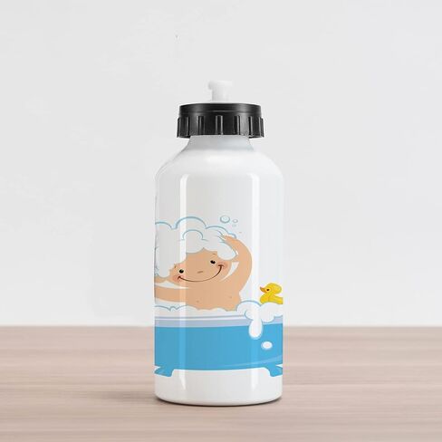 Lunarable Saying Aluminum Water Bottle, Life is a Journey Enjoy the Ride Phrase Motorcycle Hipster Illustration, Insulated Spill-Proof Travel Sports Water Bottle, 16.9 OZ, White Grey in Saudi Arabia