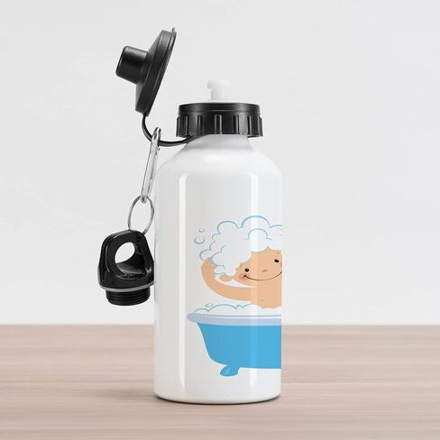 Lunarable Saying Aluminum Water Bottle, Life is a Journey Enjoy the Ride Phrase Motorcycle Hipster Illustration, Insulated Spill-Proof Travel Sports Water Bottle, 16.9 OZ, White Grey in Saudi Arabia