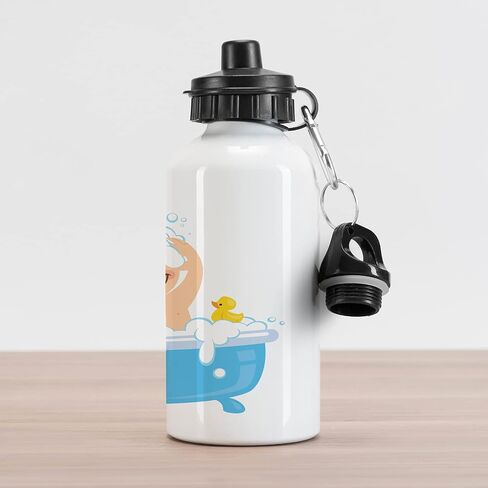 Lunarable Saying Aluminum Water Bottle, Life is a Journey Enjoy the Ride Phrase Motorcycle Hipster Illustration, Insulated Spill-Proof Travel Sports Water Bottle, 16.9 OZ, White Grey in Saudi Arabia