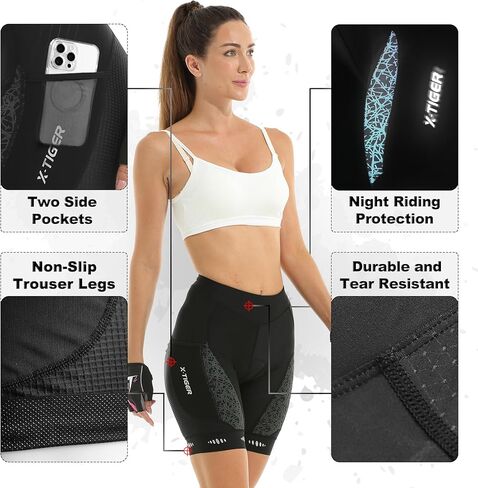 X-TIGER المرأة شورت الدراجة 5D وسادة الوسائد ركوب الدراجات الطريق ركوب الدراجات UPF 50 + جيوب دراجة السراويل الإناث in Kuwait