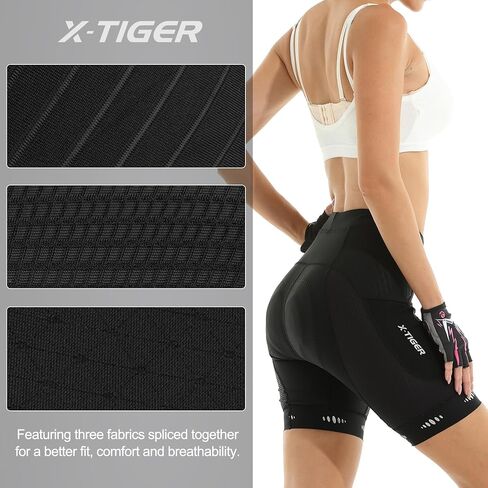 X-TIGER المرأة شورت الدراجة 5D وسادة الوسائد ركوب الدراجات الطريق ركوب الدراجات UPF 50 + جيوب دراجة السراويل الإناث in Kuwait