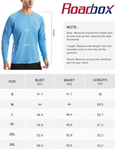 قمصان سباحة Roadbox UPF 50+ Rash Guard - قمصان طويلة الأكمام للحماية من أشعة الشمس فوق البنفسجية SPF - قمصان للصيد في الهواء الطلق سريعة الجفاف in Kuwait