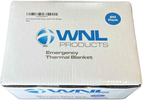 بطانية الطوارئ WL3537 من منتجات WNL - 20 بطانية حرارية حرارية فضية للبقاء على قيد الحياة، مقاس 52 بوصة × 84 بوصة (20 حزمة) in Kuwait
