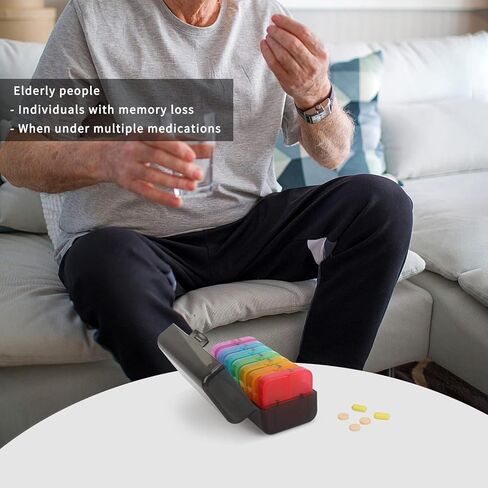 حاوية حبوب منع الحمل اليومية لمدة 7 أيام، صندوق حبوب كبير أسبوعي، علبة حبوب منع الحمل، منظم طبي مستدير مناسب للسفر، صندوق علبة فيتامين خالٍ من مادة BPA، حاوية حبوب منع الحمل لزيوت السمك المكملة لزيت كبد سمك القد in Kuwait