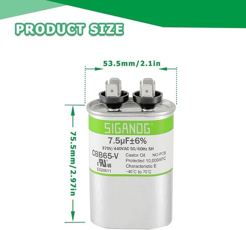 35+5 MFD 35/5 uF 370 or 440 Volt CBB65B Capacitor for AC Motor Run，Condenser Straight Cool，Heat Pump， Air Conditioner，HVAC Capacitor in Kuwait