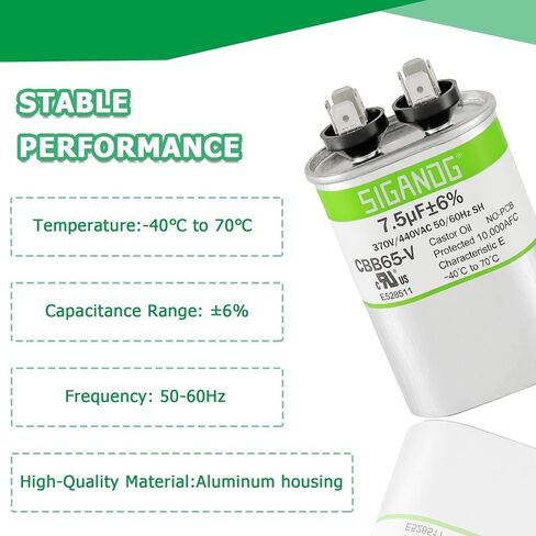 35+5 MFD 35/5 uF 370 or 440 Volt CBB65B Capacitor for AC Motor Run，Condenser Straight Cool，Heat Pump， Air Conditioner，HVAC Capacitor in Kuwait