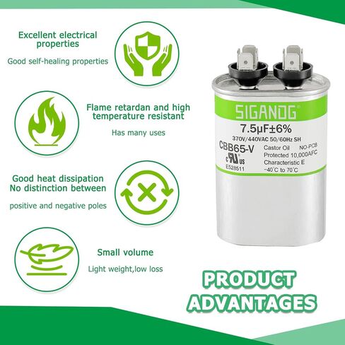 35+5 MFD 35/5 uF 370 or 440 Volt CBB65B Capacitor for AC Motor Run，Condenser Straight Cool，Heat Pump， Air Conditioner，HVAC Capacitor in Kuwait