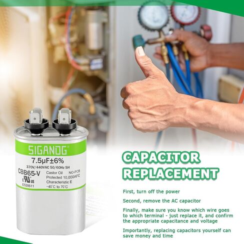 35+5 MFD 35/5 uF 370 or 440 Volt CBB65B Capacitor for AC Motor Run，Condenser Straight Cool，Heat Pump， Air Conditioner，HVAC Capacitor in Kuwait