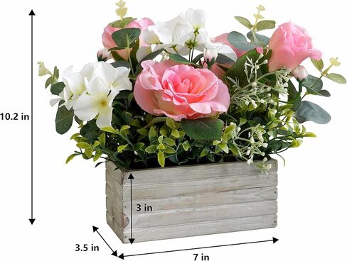 Mr.Bom Artificial Flowers Plants Fake Roses Hydrangeas Plants Arrangements in Pots for Home Wedding Table Centerpieces Indoor Outdoor Decoration in Saudi Arabia