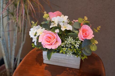 Mr.Bom Artificial Flowers Plants Fake Roses Hydrangeas Plants Arrangements in Pots for Home Wedding Table Centerpieces Indoor Outdoor Decoration in Saudi Arabia