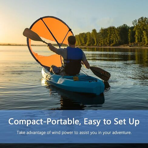 POCREATION 42 inches Downwind Wind Sail Kit Kayak Wind Sail Kayak Paddle Board Accessories,Easy Setup and Deploys Quickly,Compact and Portable[Orange] in Saudi Arabia