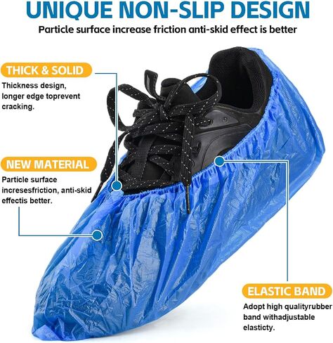 60 Pack (30 Pairs) Shoe Covers Disposable Non-slip, Waterproof Premium CPE Shoe Covers for Indoors, Fits Up To 11 US Men and 13 US Women Size in Saudi Arabia