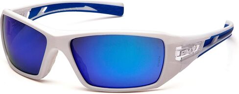 Pyramex Safety Velar Safety Glasses, White-Blue Frame/Ice Blue Mirror Lens Medium in Saudi Arabia