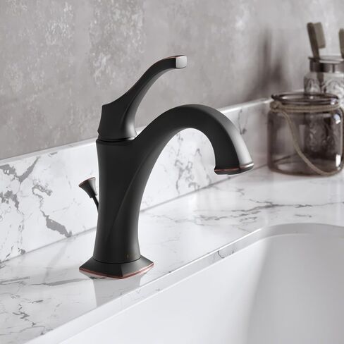 KRAUS KBF-1201BG Arlo Single Handle Basin Bathroom Faucet with Lift Rod Drain and Deck Plate, Brushed Gold (2-Pack) in Saudi Arabia