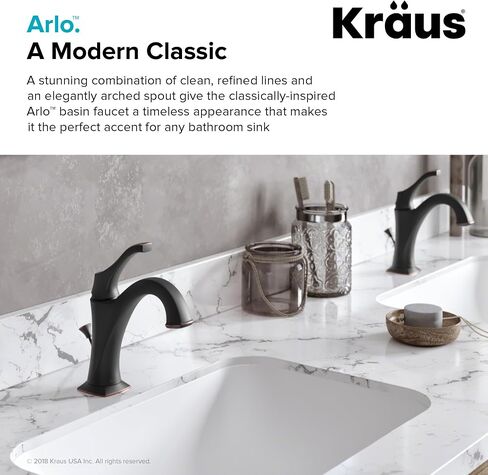 KRAUS KBF-1201BG Arlo Single Handle Basin Bathroom Faucet with Lift Rod Drain and Deck Plate, Brushed Gold (2-Pack) in Saudi Arabia