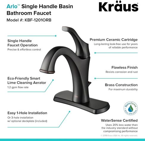 KRAUS KBF-1201BG Arlo Single Handle Basin Bathroom Faucet with Lift Rod Drain and Deck Plate, Brushed Gold (2-Pack) in Saudi Arabia