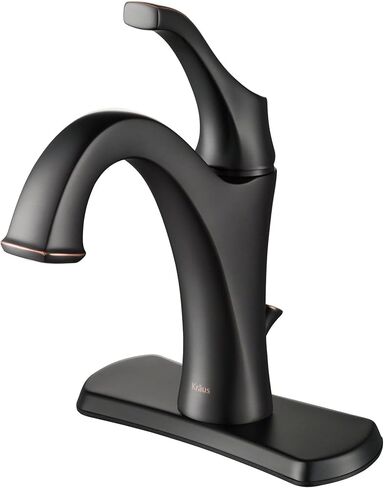 KRAUS KBF-1201BG Arlo Single Handle Basin Bathroom Faucet with Lift Rod Drain and Deck Plate, Brushed Gold (2-Pack) in Saudi Arabia