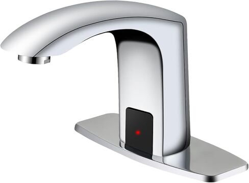 Automatic Sensor Faucet Hands-Free, Bathroom Commercial Auto Motion Touchless Faucet, AC/DC Powered, Temperature Adjustment Valve, Brushed Nickel in Kuwait