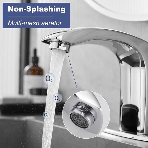 Automatic Sensor Faucet Hands-Free, Bathroom Commercial Auto Motion Touchless Faucet, AC/DC Powered, Temperature Adjustment Valve, Brushed Nickel in Kuwait