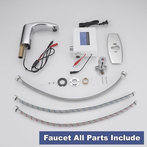 Automatic Sensor Faucet Hands-Free, Bathroom Commercial Auto Motion Touchless Faucet, AC/DC Powered, Temperature Adjustment Valve, Brushed Nickel in Kuwait