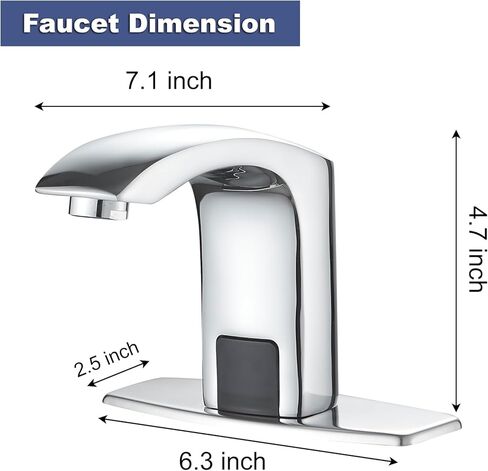 Automatic Sensor Faucet Hands-Free, Bathroom Commercial Auto Motion Touchless Faucet, AC/DC Powered, Temperature Adjustment Valve, Brushed Nickel in Kuwait