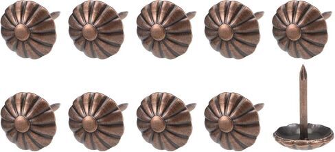 مسامير أظافر التنجيد (11 × 16 × 3 مم) 80 قطعة، دبابيس دفع الإبهام بنمط زهرة الحديد - لبناء المنزل، أثاث المطبخ المنزلي، لون نحاسي in Kuwait