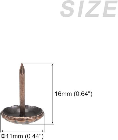 مسامير أظافر التنجيد (11 × 16 × 3 مم) 80 قطعة، دبابيس دفع الإبهام بنمط زهرة الحديد - لبناء المنزل، أثاث المطبخ المنزلي، لون نحاسي in Kuwait