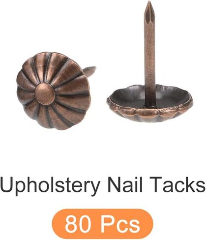 مسامير أظافر التنجيد (11 × 16 × 3 مم) 80 قطعة، دبابيس دفع الإبهام بنمط زهرة الحديد - لبناء المنزل، أثاث المطبخ المنزلي، لون نحاسي in Kuwait