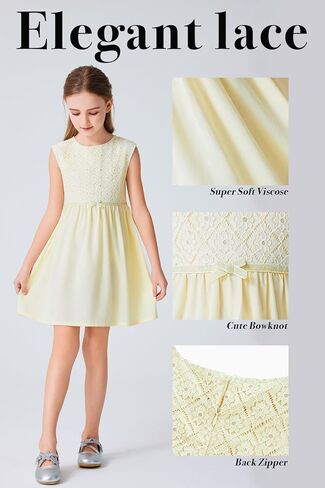 Girls Elegant Lace Dress Loose Formal Dress for Party Wedding Birthday Church 6-12 Years Old in Kuwait
