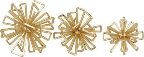Deco 79 Metal Geometric Decorative Sculpture Wire Rod Orb Home Decor Statues, Set of 3 Accent Figurines 8", 7", 6"W, Gold in Saudi Arabia