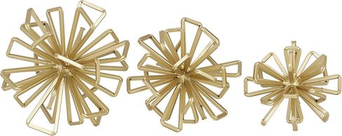 Deco 79 Metal Geometric Decorative Sculpture Wire Rod Orb Home Decor Statues, Set of 3 Accent Figurines 8", 7", 6"W, Gold in Saudi Arabia