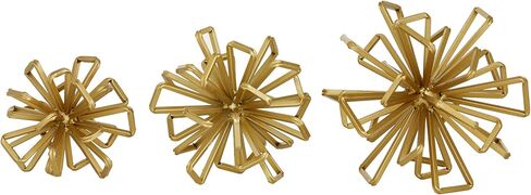 Deco 79 Metal Geometric Decorative Sculpture Wire Rod Orb Home Decor Statues, Set of 3 Accent Figurines 8", 7", 6"W, Gold in Saudi Arabia