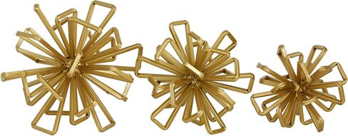 Deco 79 Metal Geometric Decorative Sculpture Wire Rod Orb Home Decor Statues, Set of 3 Accent Figurines 8", 7", 6"W, Gold in Saudi Arabia