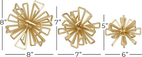 Deco 79 Metal Geometric Decorative Sculpture Wire Rod Orb Home Decor Statues, Set of 3 Accent Figurines 8", 7", 6"W, Gold in Saudi Arabia