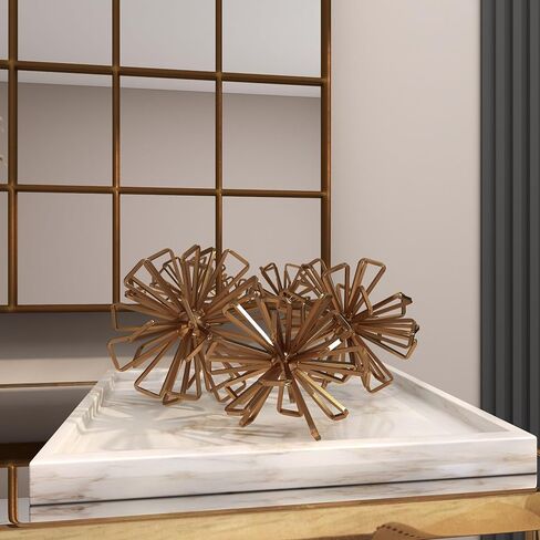 Deco 79 Metal Geometric Decorative Sculpture Wire Rod Orb Home Decor Statues, Set of 3 Accent Figurines 8", 7", 6"W, Gold in Saudi Arabia