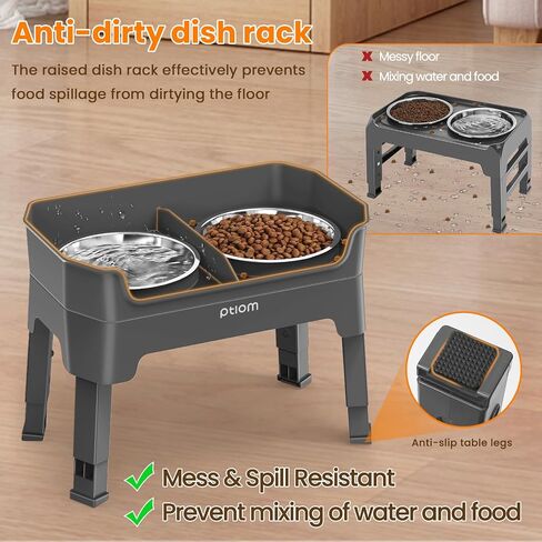 3-in-1 Elevated Dog Bowls Mess Proof Raised Slow Feeder Dog Bowls, 4 Height Adjustable Dog Bowl Stand Licking Plate with 2 56oz Stainless Steel Dog Food Bowls for Small Medium Large Dogs Pets in Saudi Arabia