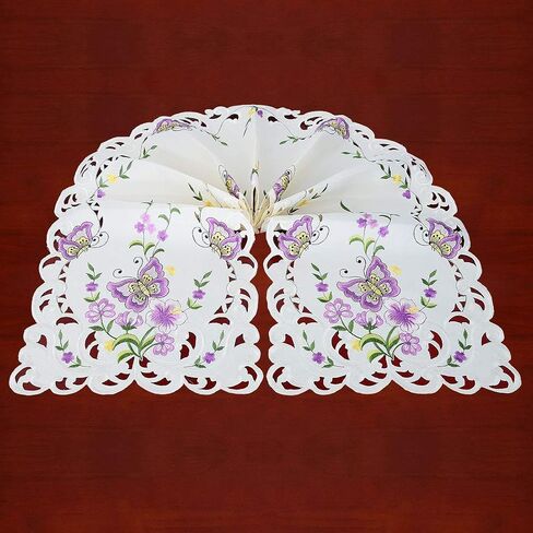 Simhomsen Spring Butterfly and Floral Table Runners, Dresser Scarf (Blue, 14 × 54 Inch) in Saudi Arabia