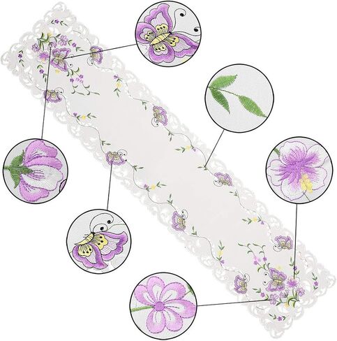 Simhomsen Spring Butterfly and Floral Table Runners, Dresser Scarf (Blue, 14 × 54 Inch) in Saudi Arabia