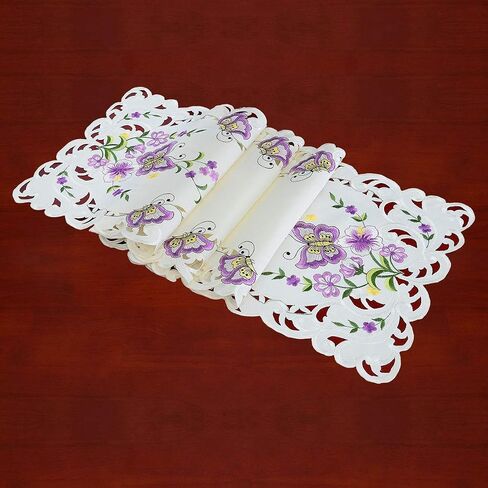 Simhomsen Spring Butterfly and Floral Table Runners, Dresser Scarf (Blue, 14 × 54 Inch) in Saudi Arabia
