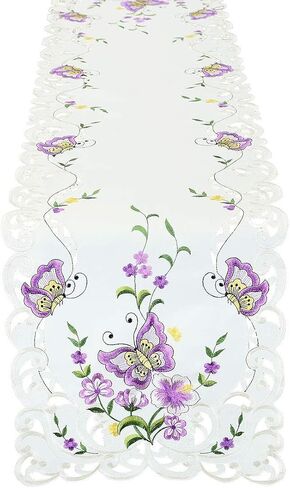 Simhomsen Spring Butterfly and Floral Table Runners, Dresser Scarf (Blue, 14 × 54 Inch) in Saudi Arabia