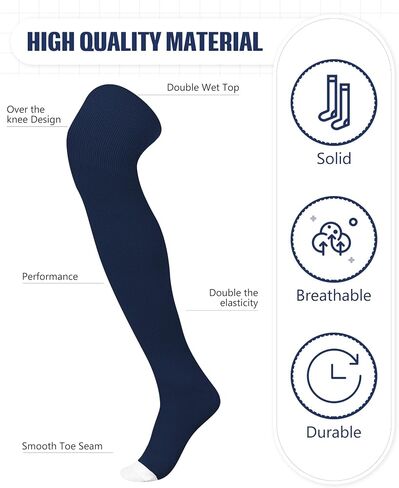 2 Pairs High Football Socks Sport Multiple Sizes over the Knee Baseball Socks Extra Long for Boys Girls Women Men in Saudi Arabia