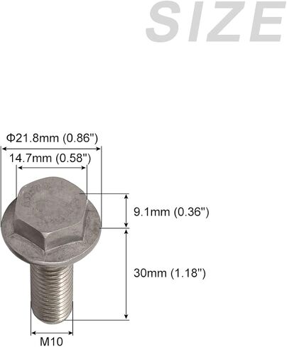 Flange Hex Head Bolts (M10x30mm) 4pcs, Hexagon Bolt Fully Thread Screw - for House Construction Hardware Fasteners in Saudi Arabia