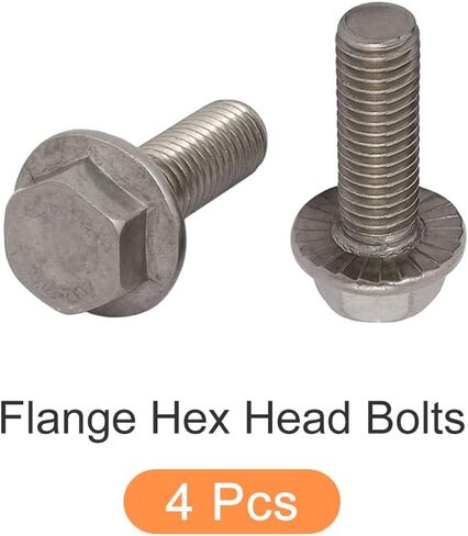 Flange Hex Head Bolts (M10x30mm) 4pcs, Hexagon Bolt Fully Thread Screw - for House Construction Hardware Fasteners in Saudi Arabia
