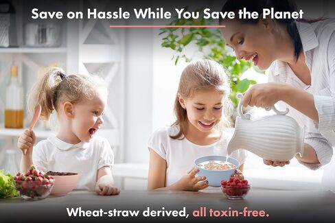 FOODLE Wheat Straw Dinnerware Sets for 4 - Lightweight & Unbreakable Dishes - Microwave & Dishwasher Safe - Perfect for Camping, Picnic, RV - Kids Plates and Bowls Sets - College Dorm Room Essentials in Saudi Arabia