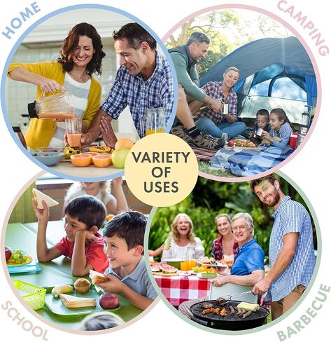 FOODLE Wheat Straw Dinnerware Sets for 4 - Lightweight & Unbreakable Dishes - Microwave & Dishwasher Safe - Perfect for Camping, Picnic, RV - Kids Plates and Bowls Sets - College Dorm Room Essentials in Saudi Arabia