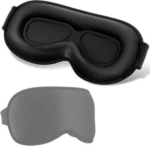 Sleep Eye Mask, 3D Contoured up Zero Pressure 99% Block Out Light Eye Cover with Adjustable Strap, Washable Breathable Lash Huggers Sleeping Masks for Women Men Home Travel Office Sleeping (Black) in Saudi Arabia