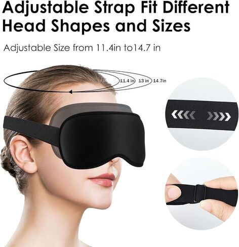 Sleep Eye Mask, 3D Contoured up Zero Pressure 99% Block Out Light Eye Cover with Adjustable Strap, Washable Breathable Lash Huggers Sleeping Masks for Women Men Home Travel Office Sleeping (Black) in Saudi Arabia