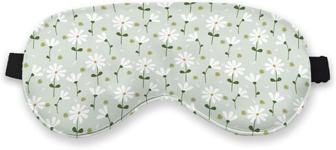 Green Boho Daisy Flower Eye Mask for Women Men Girls Kids, Spring Floral Daisy Lovers Silk Blackout Eye Mask for Sleeping, Adjustable Straps Soft Lightweight Sleep Mask Blindfold Eye Cover in Kuwait