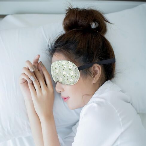 Green Boho Daisy Flower Eye Mask for Women Men Girls Kids, Spring Floral Daisy Lovers Silk Blackout Eye Mask for Sleeping, Adjustable Straps Soft Lightweight Sleep Mask Blindfold Eye Cover in Kuwait